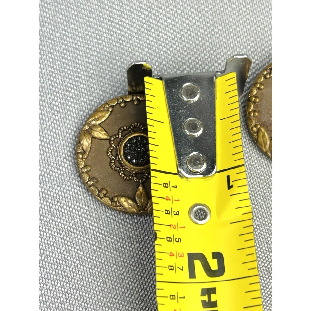 Vintage Leaf Design Large Metal Marcasite Style Buttons Set Of 2 READ - Picture 4 of 14